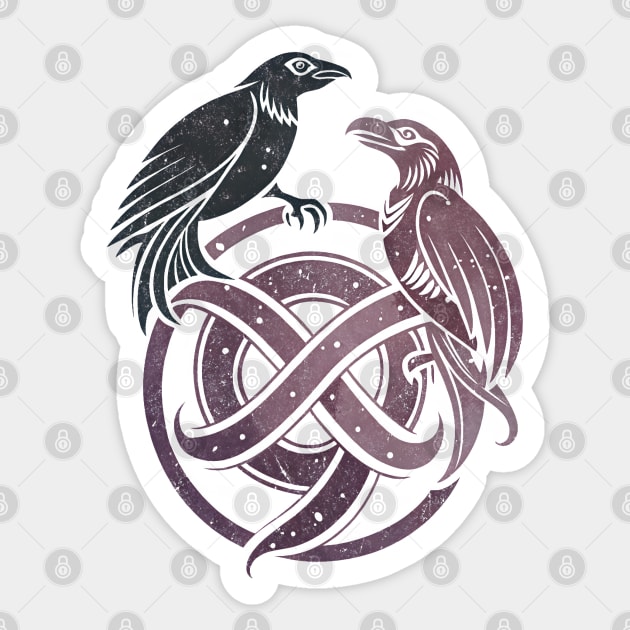 Hugin and Munin Viking God Mythology Ravens Sticker by Ravenglow